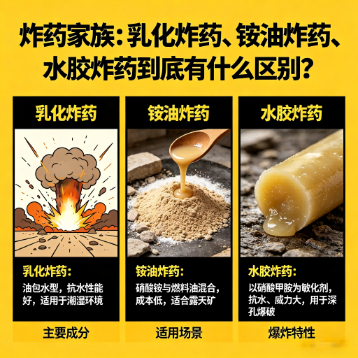 锦州炸药家族：乳化炸药、铵油炸药、水胶炸药到底有什么区别？